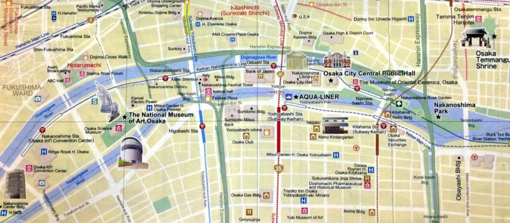 mapa Osaka River Cruise