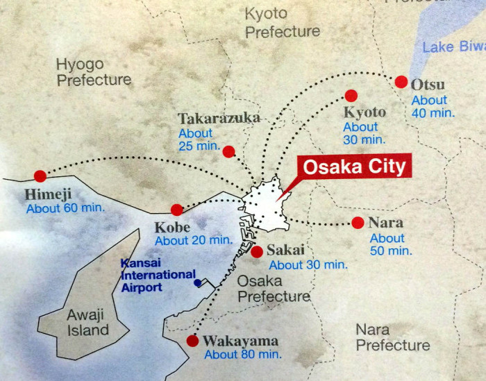 mapa osaka y ciudades cercanas