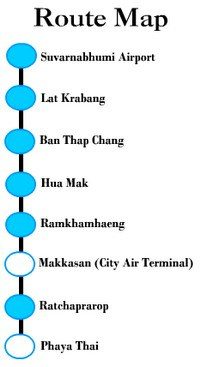 mapa Airport rail link Tailandia