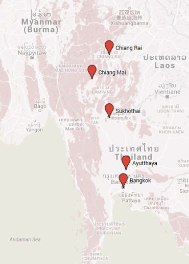 mapa paradas - norte Tailandia