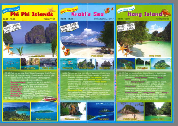 excursiones folleto islas Tailandia