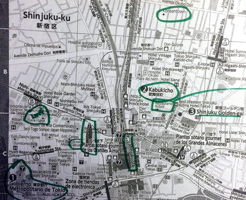 mapa Shinjuku - Tokio
