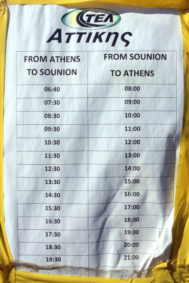 horarios bus Atenas - Sounio