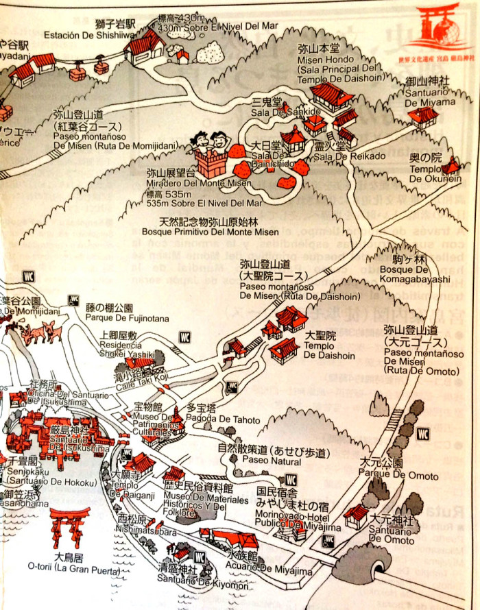 mapa Monte Misen y Miyajima