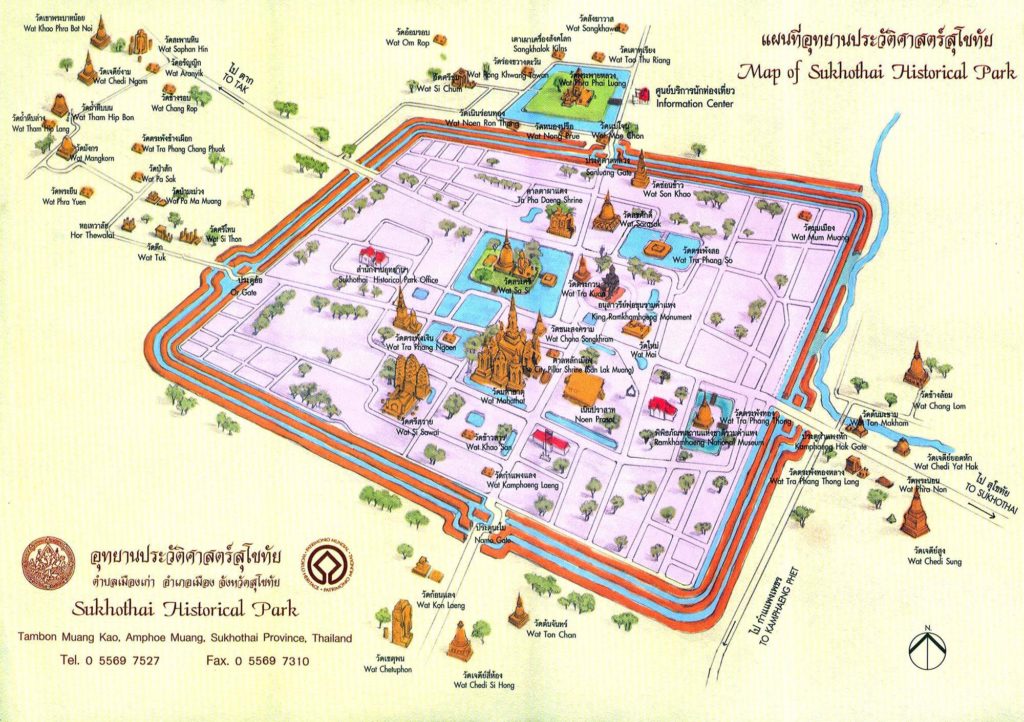 Parque Histórico de Sukhothai - mapa