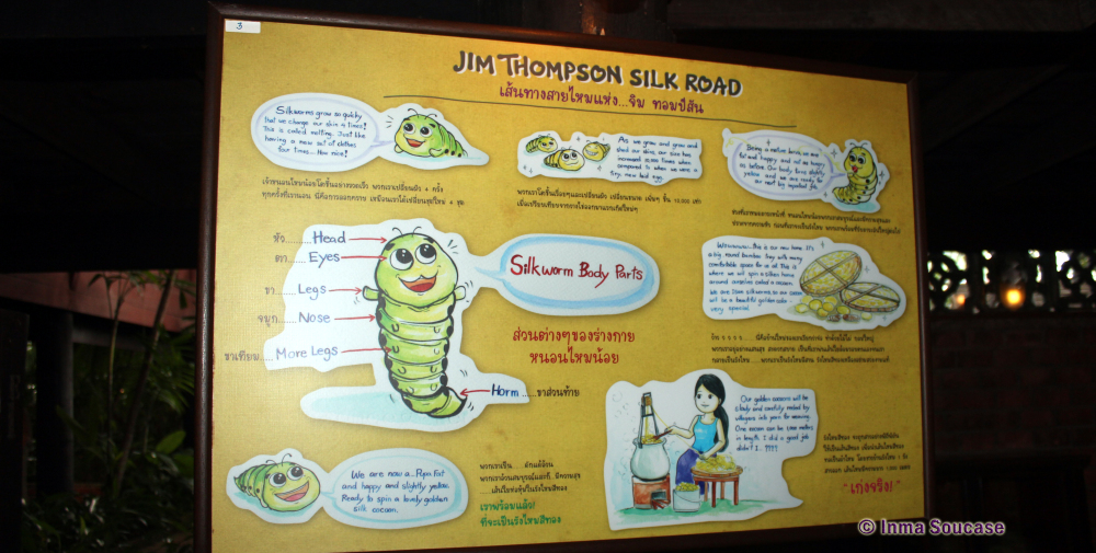 Jim Thompson casa museo - panel informacion seda