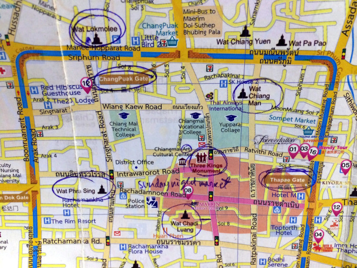 mapa centro Chiang Mai - detalle