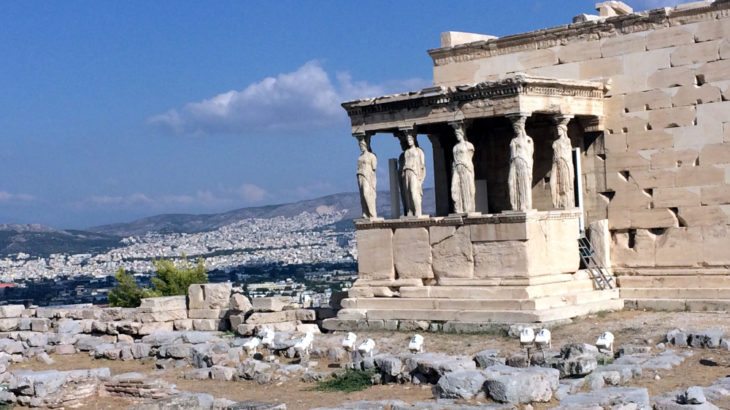 Tribuna de las Cariatides, templo Erecteion, Acropolis Atenas